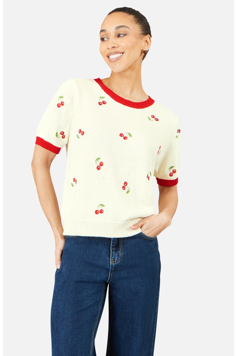 100% Cotton Crew Neck Knitted Top, Alternate, color, Ivory