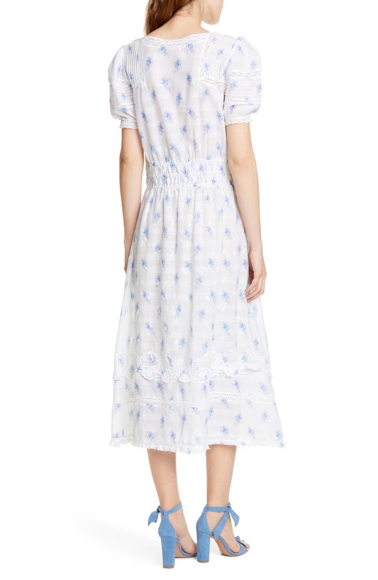 LoveShackFancy Sandy Lace Inset Midi Dress, Alternate, color,