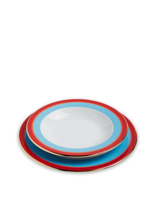 LA DOUBLEJ LA DOUBLEJ SOUP AND DINNER PLATES SET OF 8 RAINBOW MIX