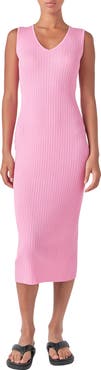 Grey Lab Rib Sleeveless Maxi Sweater Dress