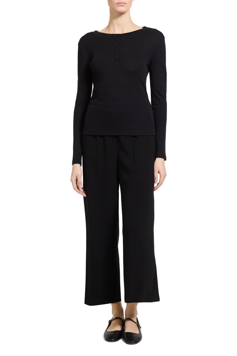 Pima Cotton & Modal Henley Sweater, Alternate, color, BLACK - 001