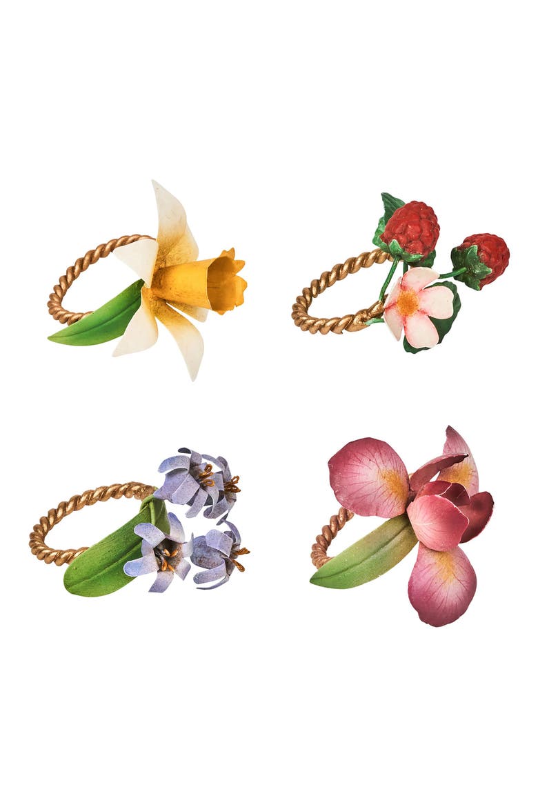 Meadow Set of 4 Napkin Rings, Main, color, MULTI
