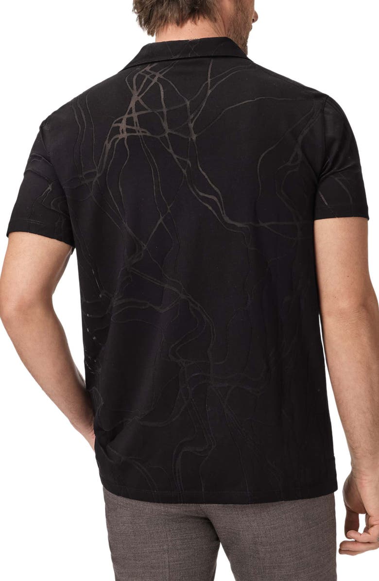 John Varvatos Elio Tangled Burnout Short Sleeve Button-Up Shirt, Alternate, color, Black