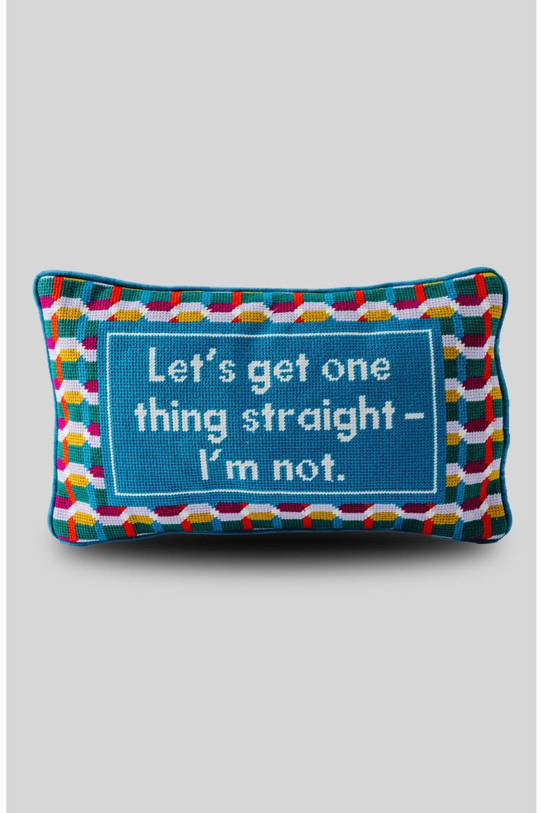 Straight Needlepoint Pillow, Main, color, Straight