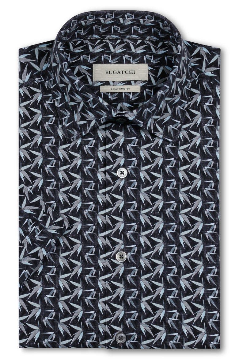 Miles OoohCotton® Leaf Print Short Sleeve Button-Up Shirt, Alternate, color, KHAKI