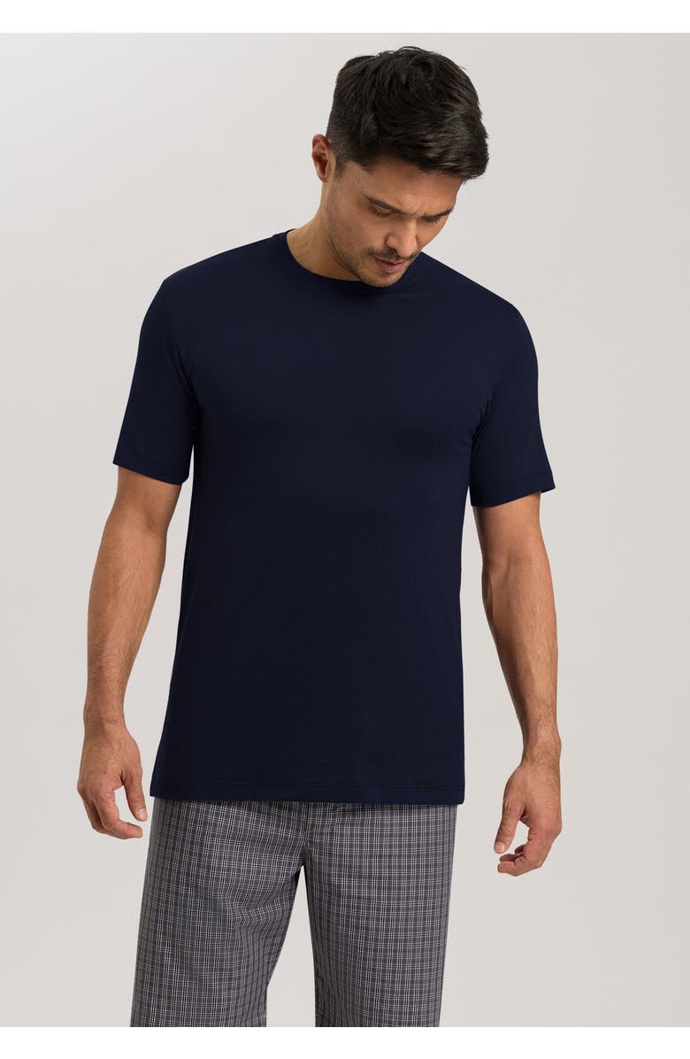 Hanro Night And Day Cotton Crew Neck T-Shirt, Alternate, color, Black Iris