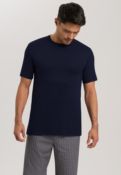 Hanro Night And Day Cotton Crew Neck T-shirt In Black Iris