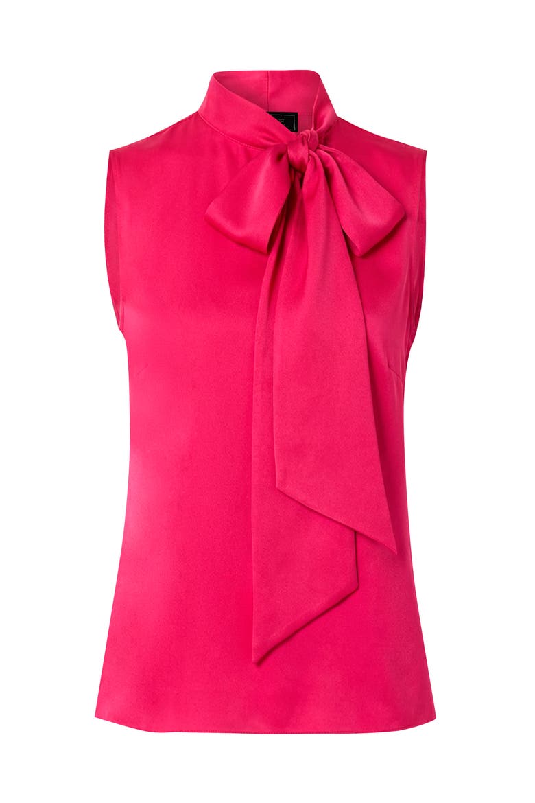 Sleeveless Satin Blouse with Neck Tie, Alternate, color, Fuchsia