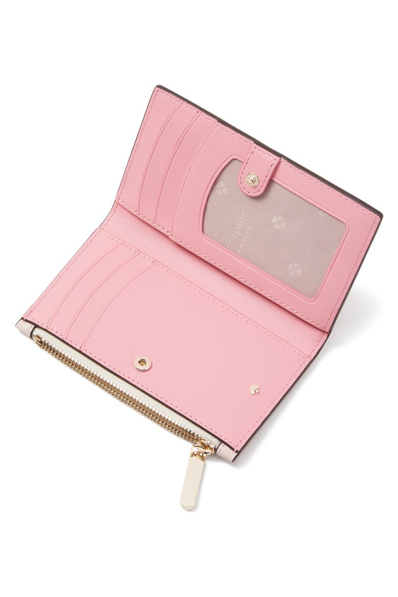 bradley gingham print leather bifold wallet, Alternate, color, GRAPEFRUIT SODA MULTI.