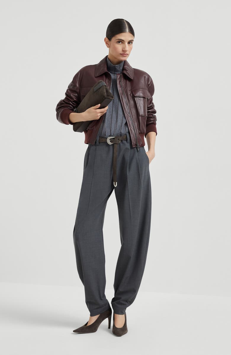 Brunello Cucinelli Dazzling Embroidery top, Alternate, color, Lead