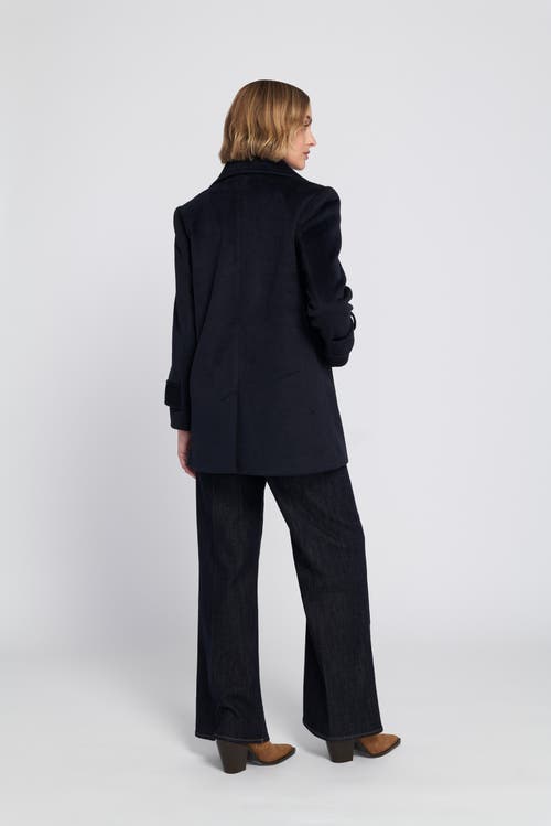 Elle Collection Melton Peacoat Coat In Black
