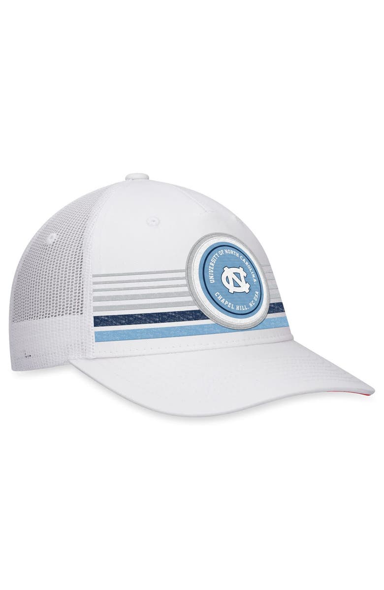 TOP OF THE WORLD Men's Top of the World White North Carolina Tar Heels Top Trace Trucker Snapback Hat, Alternate, color, 
