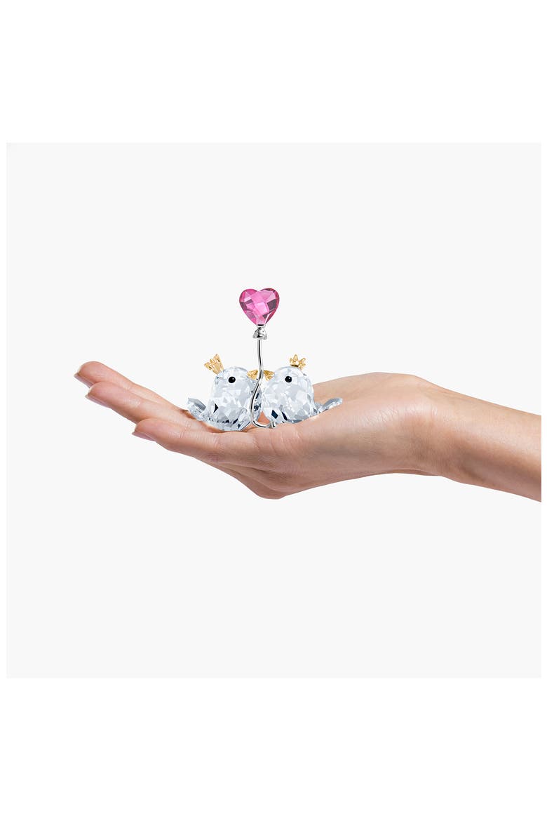 Love Birds Pink Heart Crystal Figurine, Alternate, color, PINK