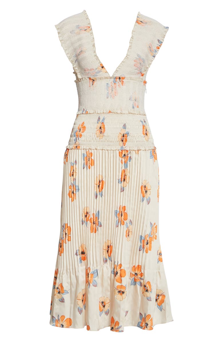 NICHOLAS Smocked Midi Dress, Alternate, color, 