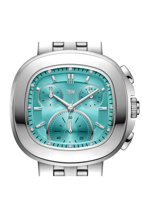 Jbw Coast Lab-created Diamond Bracelet Chronograph Watch, 38mm In Stainless Steel/blue