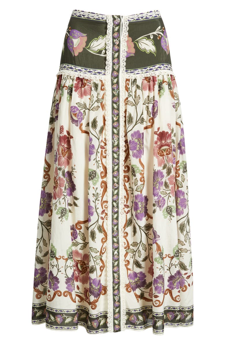 FARM Rio Rococo Floral Midi Skirt, Alternate, color, Rococo Flowers Cream