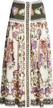 FARM Rio Rococo Floral Midi Skirt