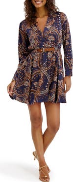 Kensie Print Satin Chermuse Minidress