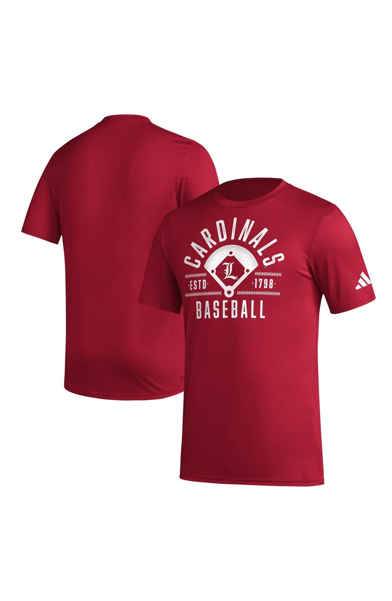 adidas Men's adidas  Red Louisville Cardinals Exit Velocity Baseball Pregame AEROREADY T-Shirt, Alternate, color, Red