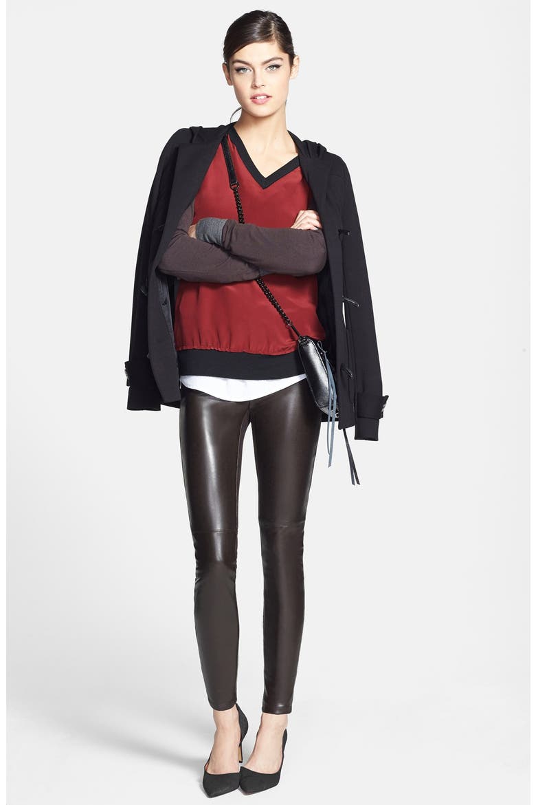 Faux Leather Front Leggings (Nordstrom Exclusive), Alternate, color, BROWN