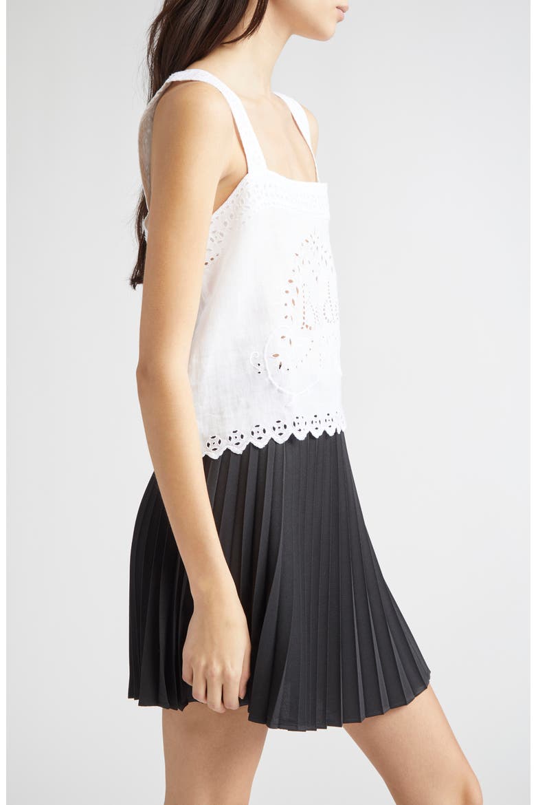 Belvoir Eyelet Linen Tank, Alternate, color, WHITE