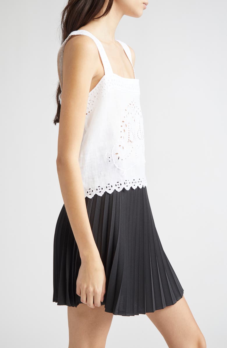 Bode Belvoir Eyelet Linen Tank, Alternate, color, White