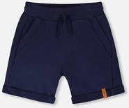 Deux par Deux Elastic Waistband Slant Pockets French Terry Shorts