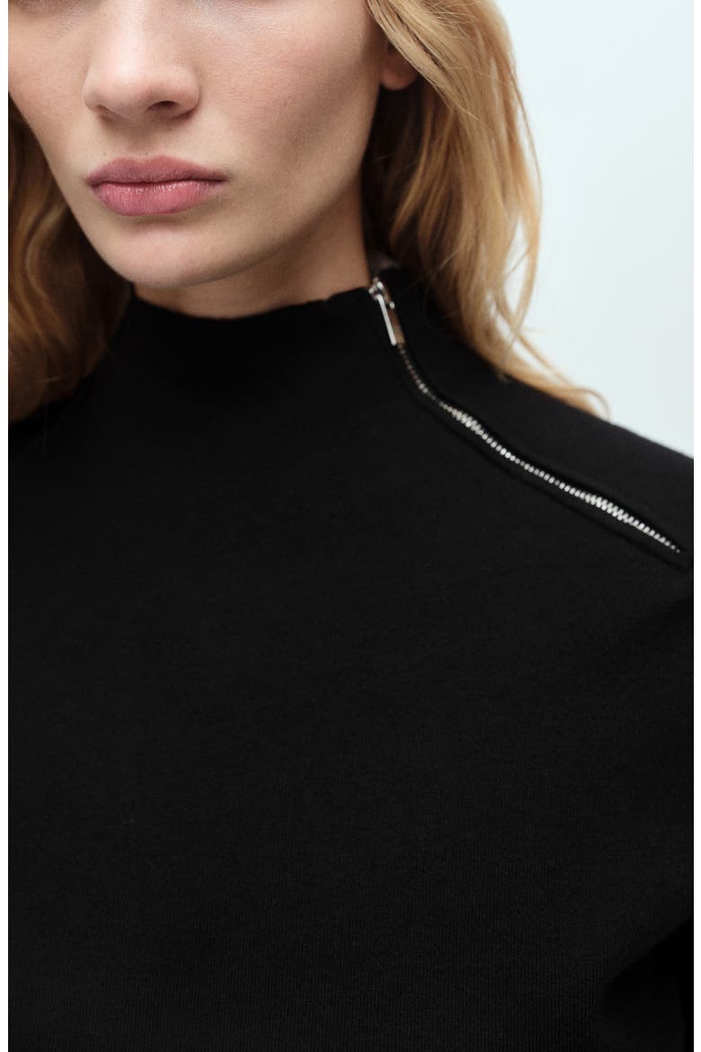 Konpaktu Asymmetric Half Zip Sweater, Alternate, color, BLACK