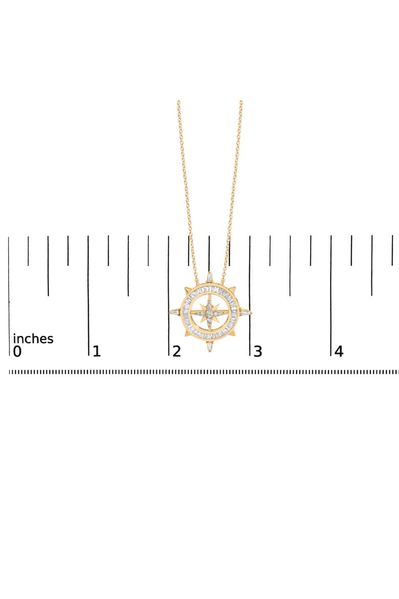 14K Yellow Gold Plated Sterling Silver 1.0 Cttw Diamond Compass Pendant Necklace, Alternate, color, Yellow Gold over Silver