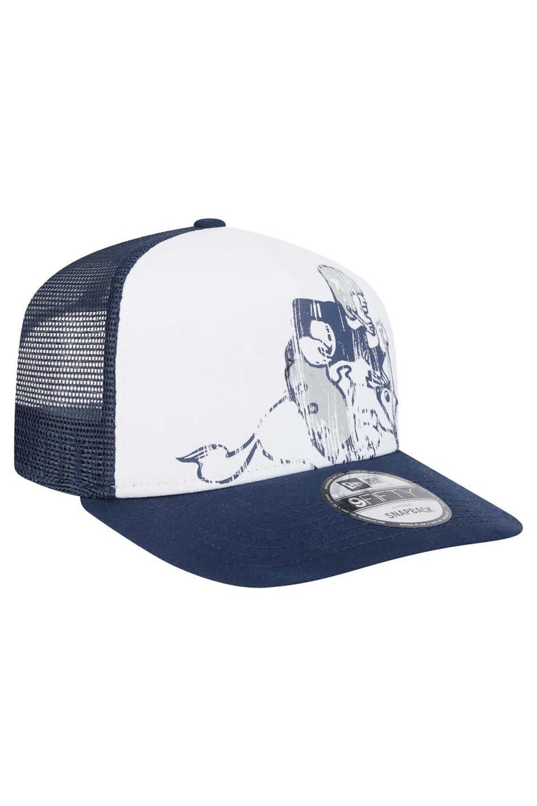 Men's New Era White/Navy Dallas Cowboys Distressed 9FIFTY A-Frame Snapback Hat, Alternate, color, White