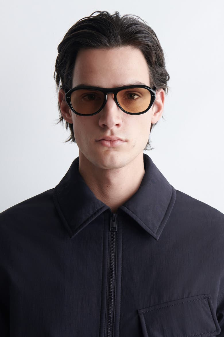 Oval-Frame Sunglasses, Alternate, color, BLACK / ORANGE