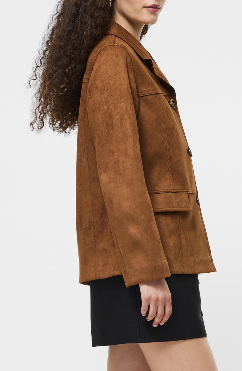 French Connection Laney Faux Suede Jacket, Alternate, color, Tan