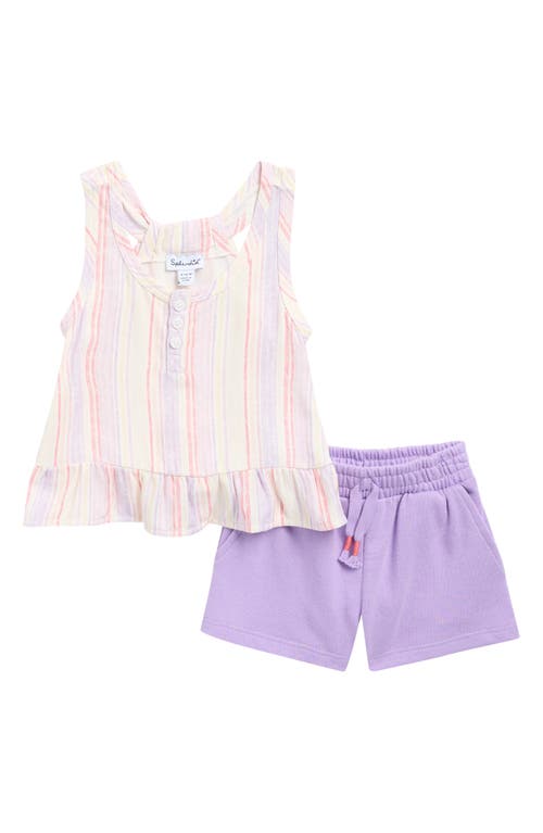 Splendid Summer Stripe Tank & Shorts Set In Purple