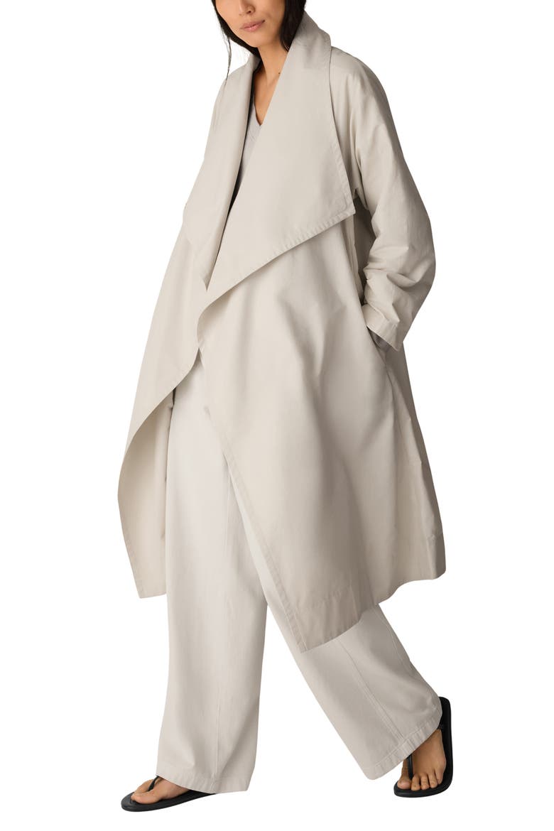 Organic Cotton & Recycled Nylon Drape Neck Coat, Alternate, color, PALE STRIPE