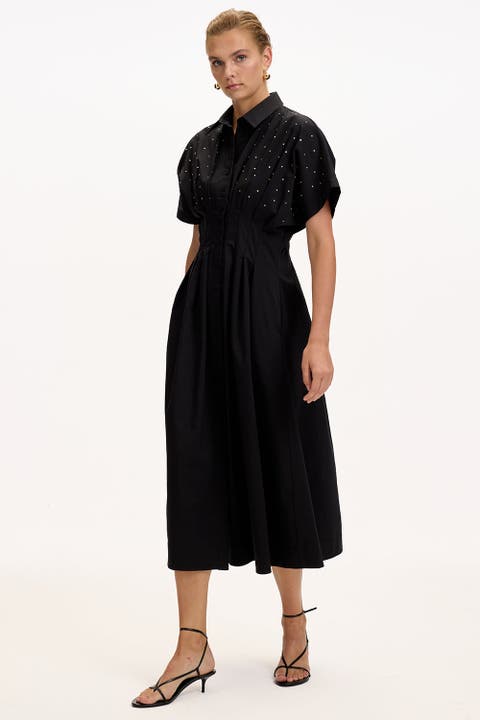 Jream Shirt Collar Midi Dress