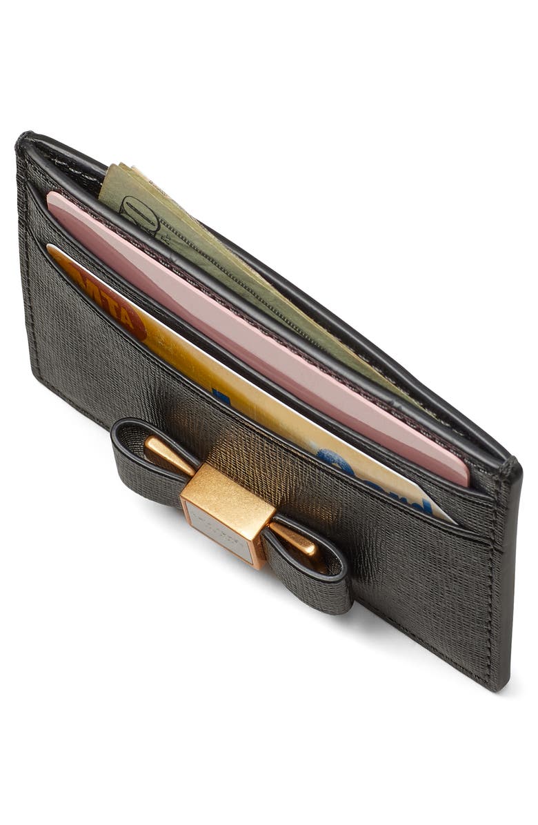 Kate Spade New York morgan embellished bow saffiano leather card case, Alternate, color,