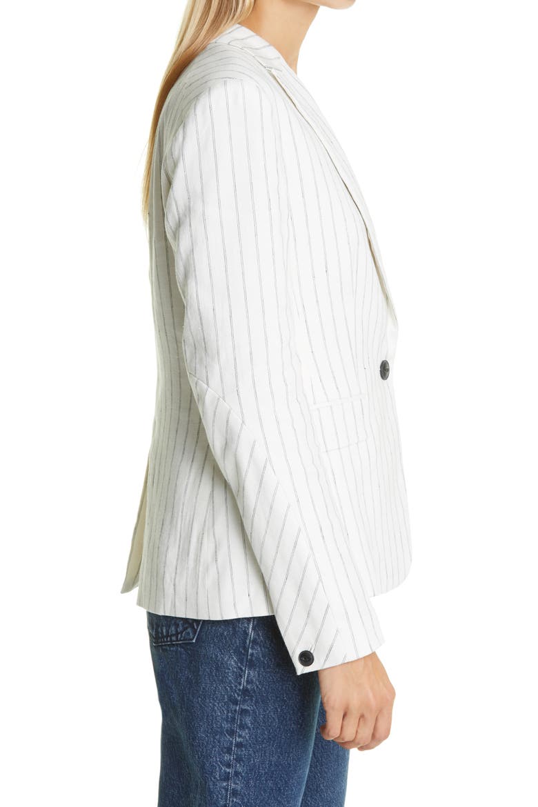 Lexington Stripe Linen Blend Blazer, Alternate, color, BLKWHPINST