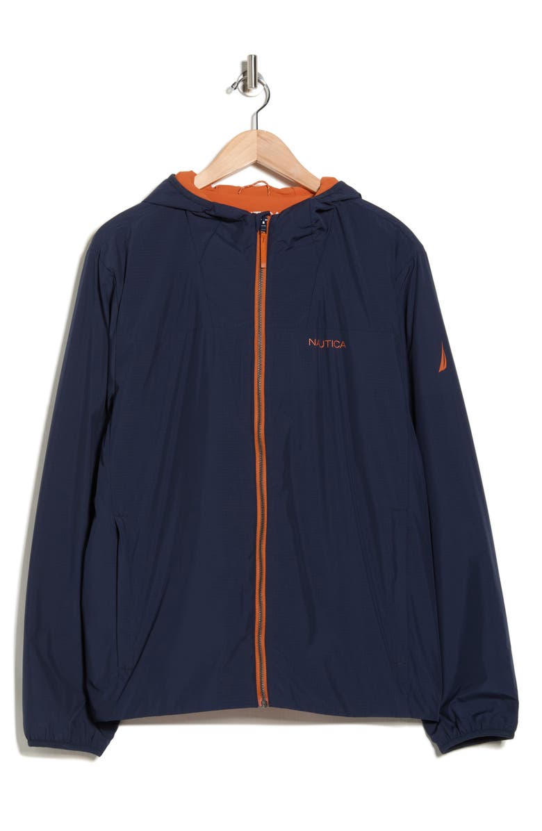 Nautica Transitional Hooded Zip Jacket, Alternate, color, Navy Seas
