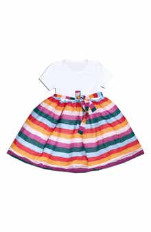 JOE-ELLA Kids' Chiffon Stripe Dress