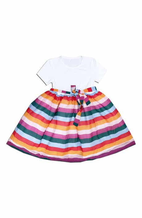 JOE-ELLA Kids' Chiffon Stripe Dress