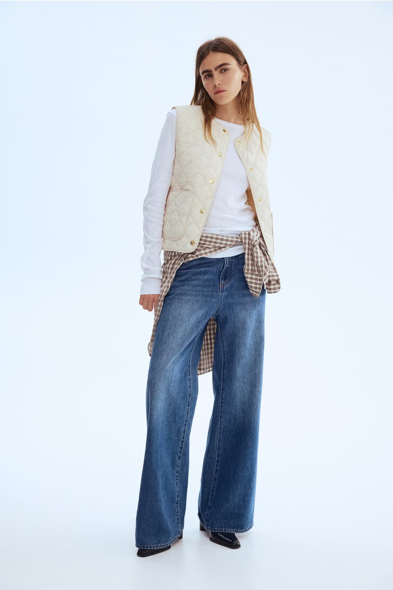 Quilted Gilet, Alternate, color, Light beige