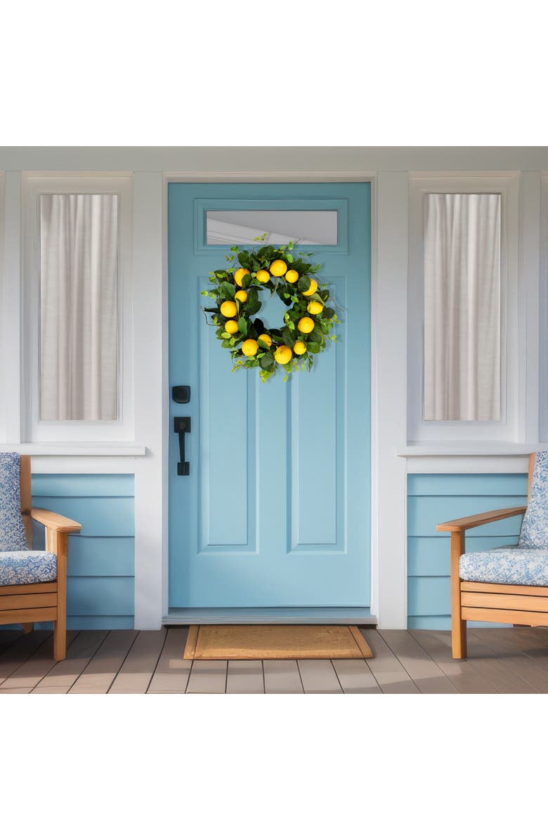 Northlight Lemons and Assorted Foliage Spring Wreath - 20" - Yellow, Alternate, color, Yellow