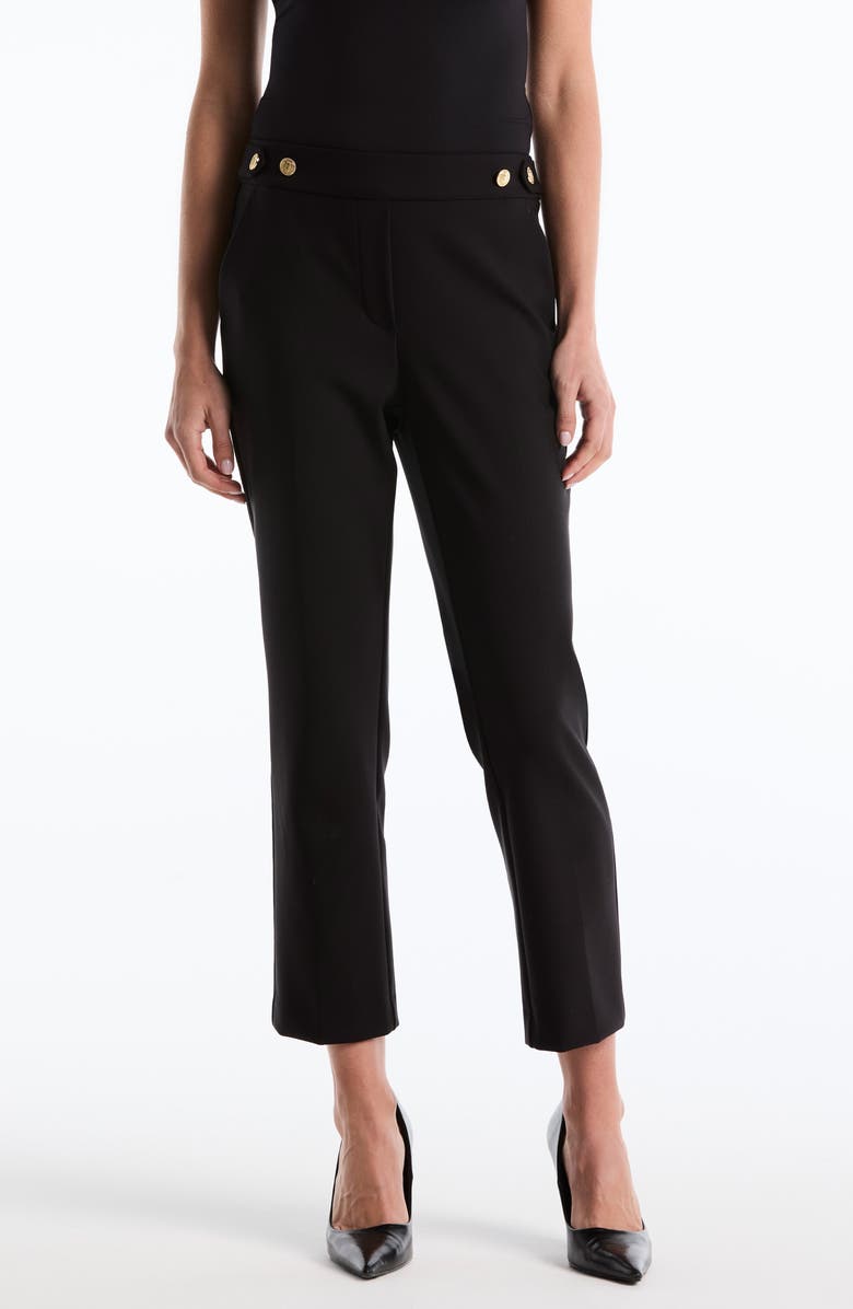 Laundry by Shelli Segal Tab Detail Straight Leg Pants, Main, color, Black