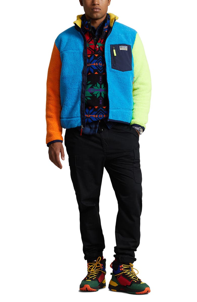 Polo Ralph Lauren Colorblock High Pile Fleece Zip Jacket, Alternate, color, 