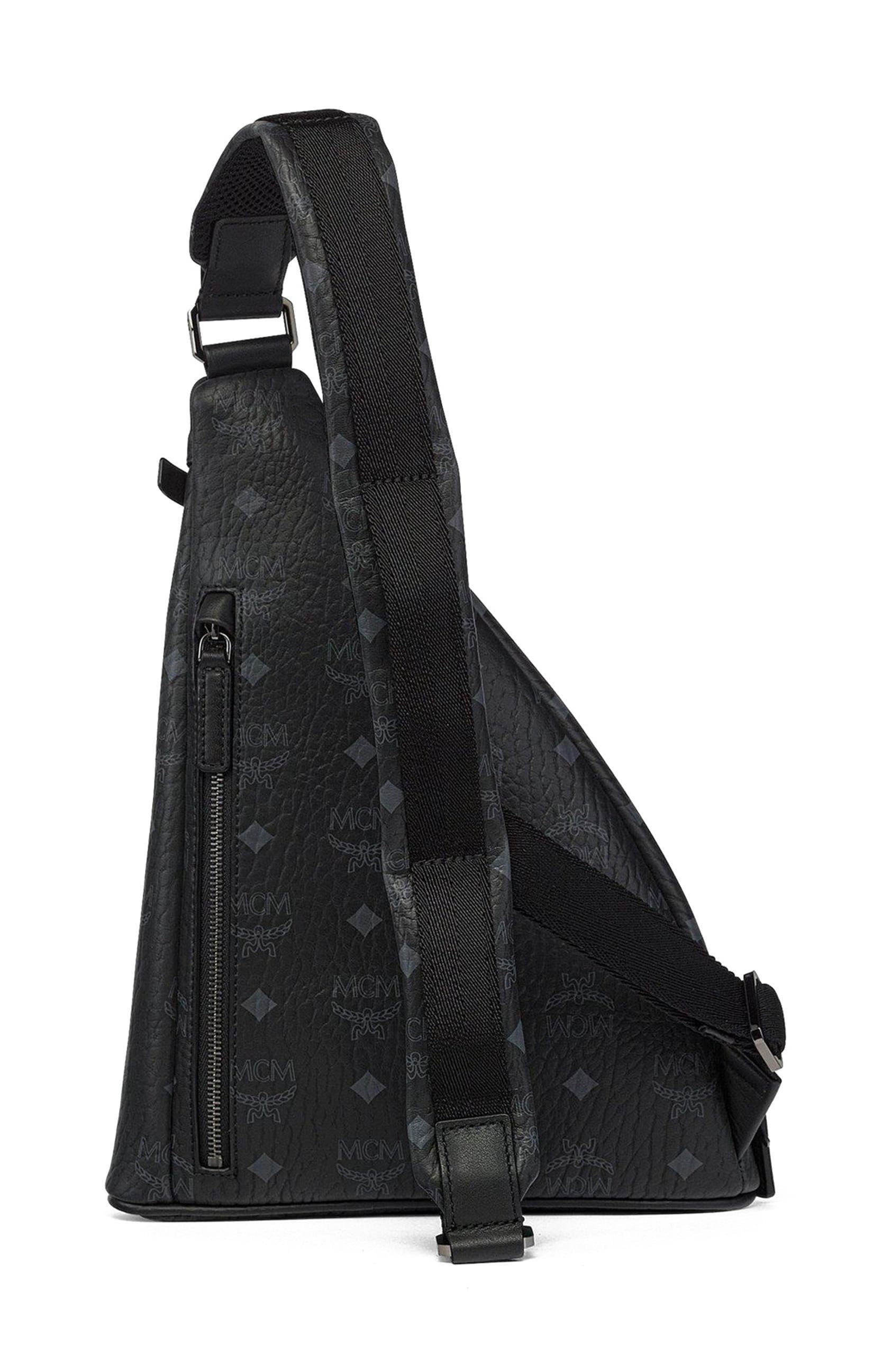 MCM Mini Aren Sling in Visetos, Alternate, color, Bk