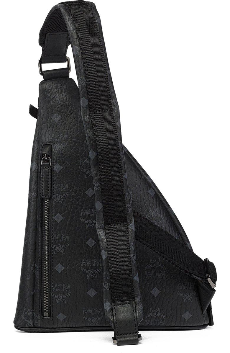 MCM Mini Aren Sling in Visetos, Alternate, color, Bk