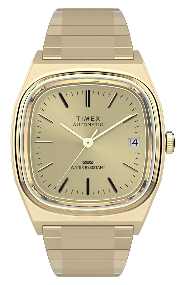 Timex<sup>®</sup> Automatic 1983 E-Line Reissue Bracelet Watch, 34mm, Main, color, Gold-Tone