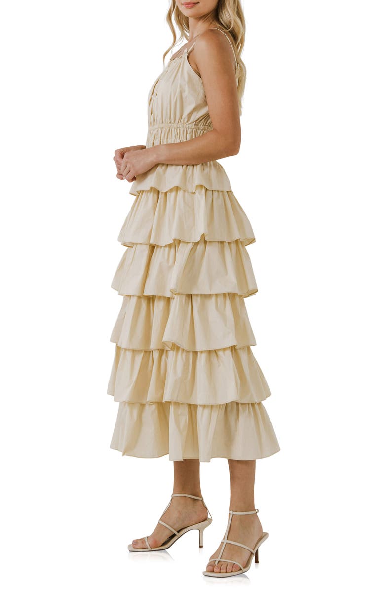 English Factory Tiered Cotton Maxi Dress, Alternate, color, Ecru