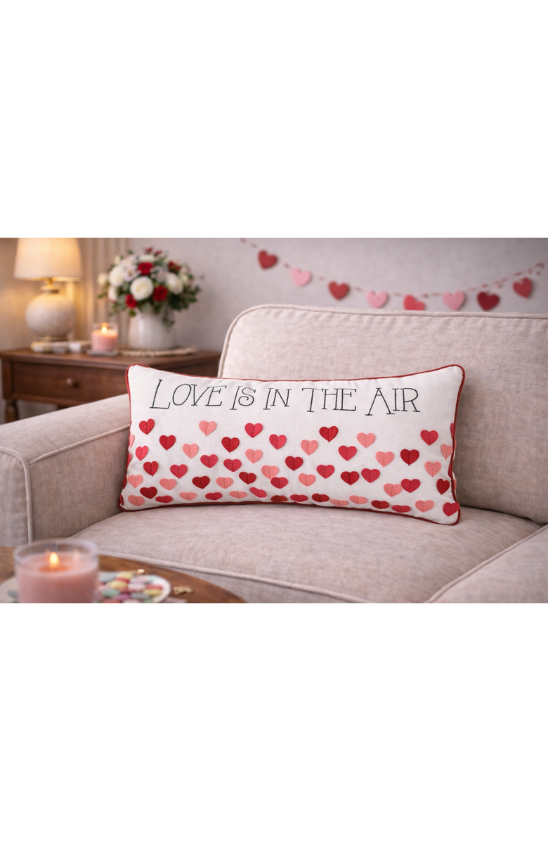 C&F Home "Love Is In The Air" Mini Embroidered Valentine's Day Accent Pillow 12" x 24", Alternate, color, Red