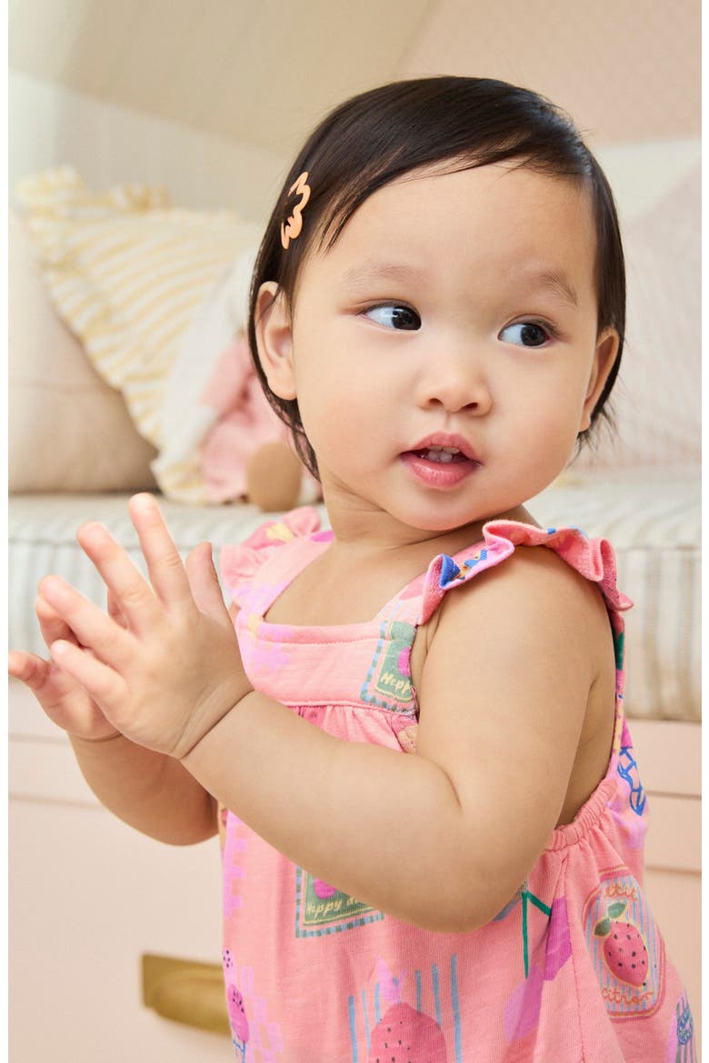 Fruit Print Romper, Alternate, color, PINK